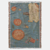 Jack O' Lantern Luchtballon Zwarte Kat Uil Deken (Voorkant Verticaal)