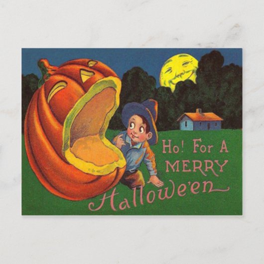 Jack O Lantern Man in de Moon Boy Briefkaart (Voorkant)