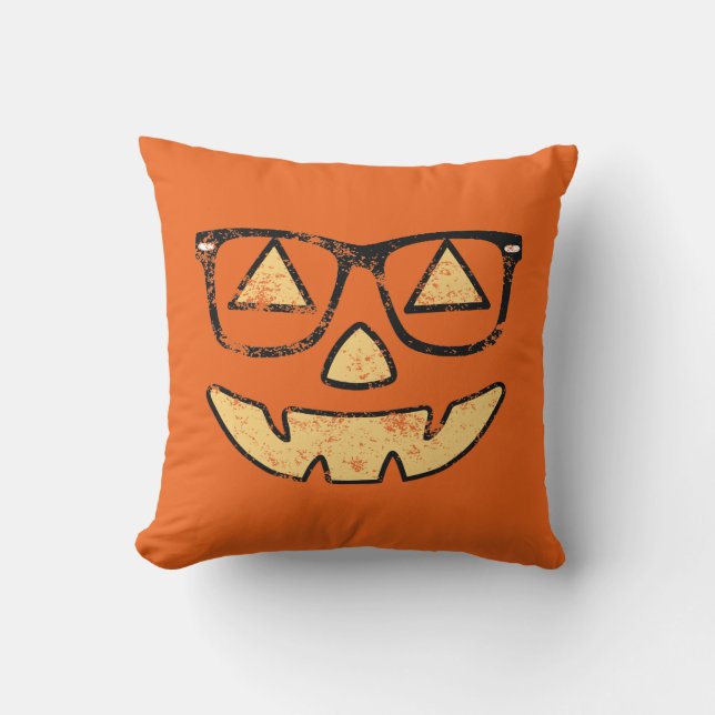  Jack-O-Lantern met bril Pillow Kussen (Voorkant)
