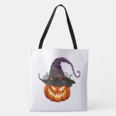 Jack-O-Lantern met heksenPet Tote Bag (Voorkant)