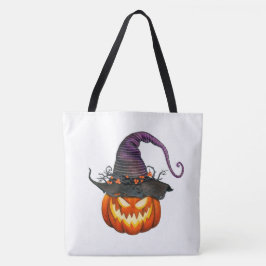 Jack-O-Lantern met heksenPet Tote Bag