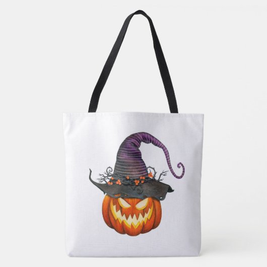 Jack-O-Lantern met heksenPet Tote Bag (Voorkant)
