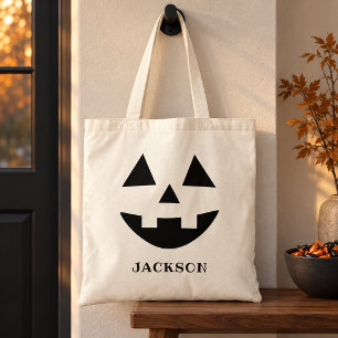 Jack O Lantern Monogram Naam Halloween Behandeling Tote Bag