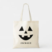 Jack O Lantern Monogram Naam Halloween Behandeling Tote Bag (Achterkant)