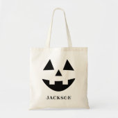 Jack O Lantern Monogram Naam Halloween Behandeling Tote Bag (Voorkant)