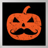 Jack O Lantern Mustache Pumpkin Funny Halloween Poster (Voorkant)