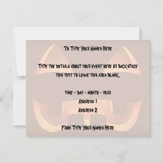 Jack-o-Lantern nodigt Aangepaste Halloween Kaarten (Achterkant)