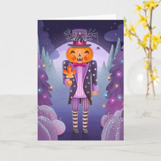 Jack-o'-lantern Notenkraker Halloween Kerstmis Kaart (Gele Bloem)