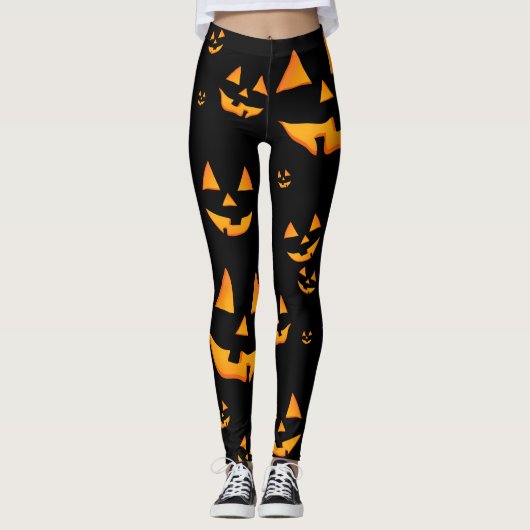 Jack-O-Lantern of Jack O'Lantern ogen en glimlache Leggings (Voorkant)