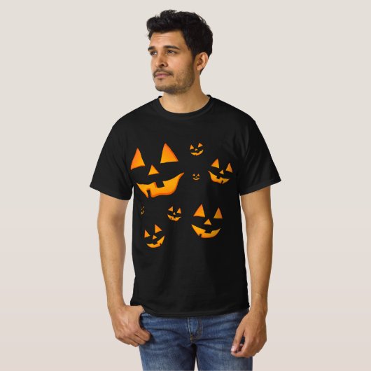 Jack-O-Lantern of Jack O'Lantern ogen en glimlache T-shirt (Voorkant volledig)