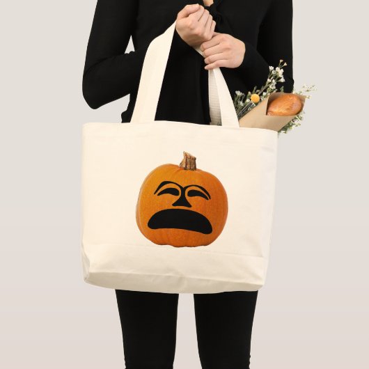 Jack o' Lantern ongelukkig gezicht, Halloween Pump Grote Tote Bag (Voorkant (product))