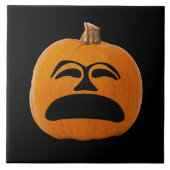 Jack o' Lantern Ontevreden Gezicht, Halloween Pomp Tegeltje (Voorkant)