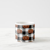 Jack O Lantern op Buffalo Check, Halloween Espresso Kop (Voorkant)