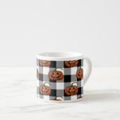 Jack O Lantern op Buffalo Check, Halloween Espresso Kop (Voorkant rechts)