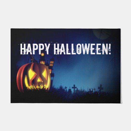 Jack-O-Lantern op Halloween Night Deurmat (Voorkant)