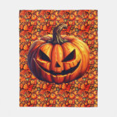 Jack-O-Lantern op herfstbladeren en pompoenen Fleece Deken (Voorkant)