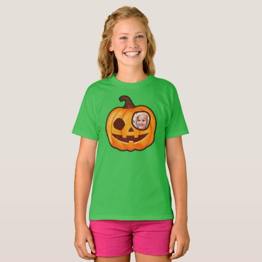 Jack o lantern op maat foto's pompoenmonster schat t-shirt (Voorkant volledig)