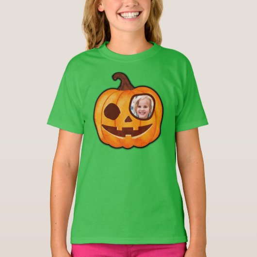 Jack o lantern op maat foto's pompoenmonster schat t-shirt (Voorkant)