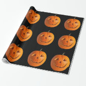 Jack-O-Lantern op zwart omslagpapier Cadeaupapier (Uitgerold)