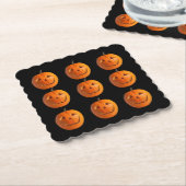 Jack-O-Lantern op zwarte Onderzetters (Gebogen)