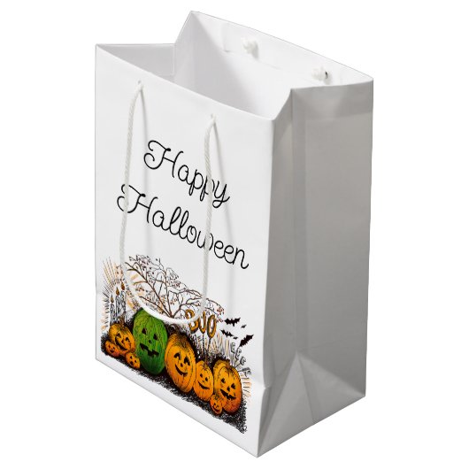 Jack-O-Lantern opstelling Medium Cadeauzakje (Voorkant Gekanteld)