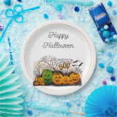 Jack-O-Lantern opstelling Papieren Bordje (Feest)