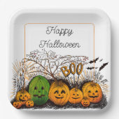 Jack-O-Lantern opstelling Papieren Bordje (Voorkant)