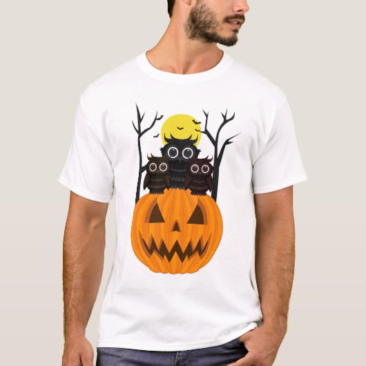 Jack O lantern & Owls T-shirt (Voorkant)
