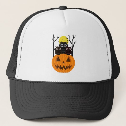 Jack O lantern & Owls Trucker Pet (Voorkant)