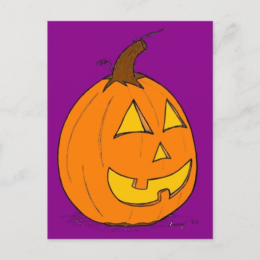 Jack o' Lantern Paars Briefkaart (Voorkant)
