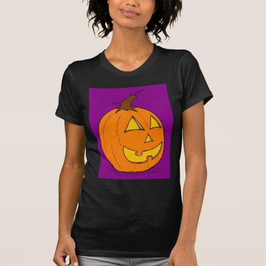 Jack o' Lantern Paars Womens Petite T-Shirt (Voorkant)