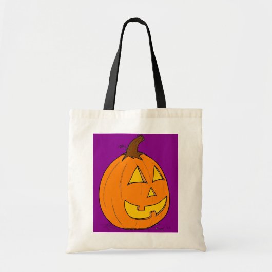 Jack o' Lantern Paarse Canvas tas (Voorkant)