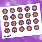 Jack-O-Lantern Paarse Halloween Envelop Afdichting Ronde Sticker
