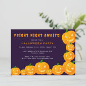 Jack o' lantern Paarse & Oranje Halloween Feest Kaart (Staand voorkant)