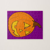 Jack o' Lantern Paarse Puzzle Legpuzzel (Horizontaal)