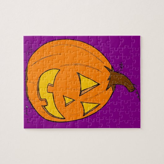Jack o' Lantern Paarse Puzzle Legpuzzel (Horizontaal)