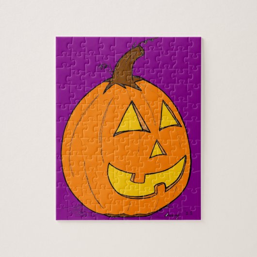 Jack o' Lantern Paarse Puzzle Legpuzzel (Verticaal)