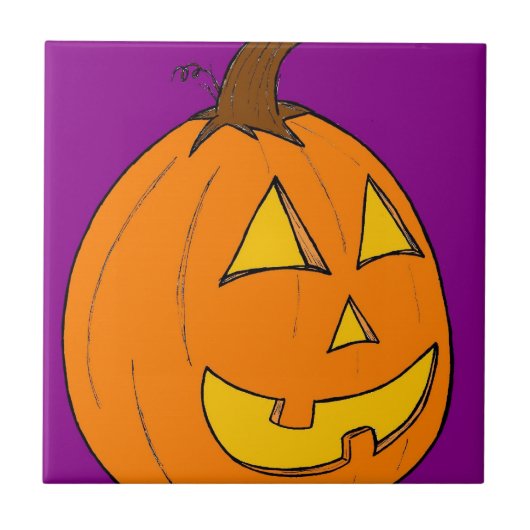 Jack o' Lantern Paarse Tegel Tegeltje (Voorkant)