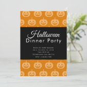 Jack-O' Lantern Patroon Halloween Dinerfeest Kaart (Staand voorkant)