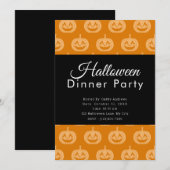 Jack-O' Lantern Patroon Halloween Dinerfeest Kaart (Voorkant / Achterkant)