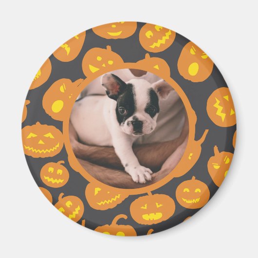 Jack O Lantern Patroonpompoenen met foto van Pet Magneet (Voorkant)