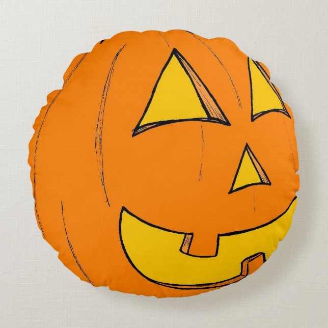Jack o' Lantern Pillow Rond Kussen (Voorkant)