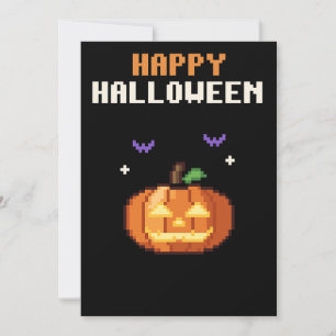 Jack-o'-Lantern Pixel Art Halloween Kaart