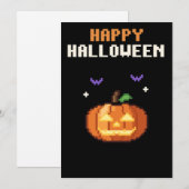 Jack-o'-Lantern Pixel Art Halloween Kaart (Voorkant / Achterkant)