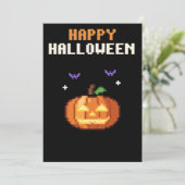 Jack-o'-Lantern Pixel Art Halloween Kaart (Staand voorkant)