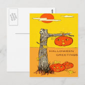 Jack O' Lantern Pompoen Boom Bladeren Briefkaart (Voorkant / Achterkant)