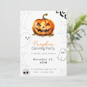 Jack-O' Lantern Pompoen Carving Party Kaart (Staand voorkant)