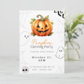 Jack-O' Lantern Pompoen Carving Party Kaart (Staand voorkant)