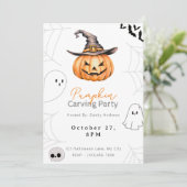 Jack-O' Lantern Pompoen Carving Party Kaart (Staand voorkant)