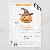 Jack-O' Lantern Pompoen Carving Party Kaart (Voorkant / Achterkant)